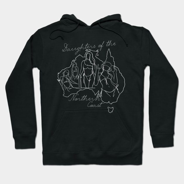 Daughters of the Northern Coast - Australian Crawl (white print) Hoodie by Simontology